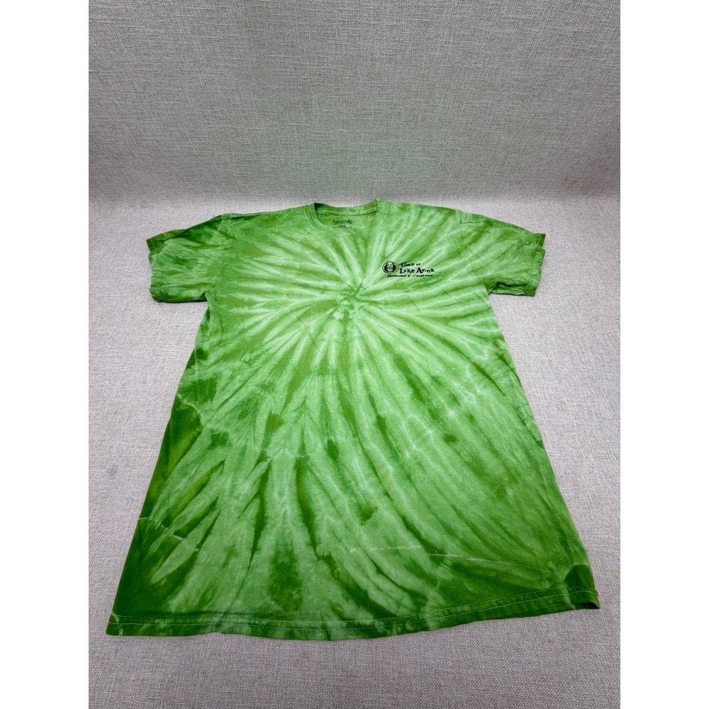 Dyenomite Tims Lake Anna Tie Dye Shirt Mens Medium Green‎ Skeleton Boat